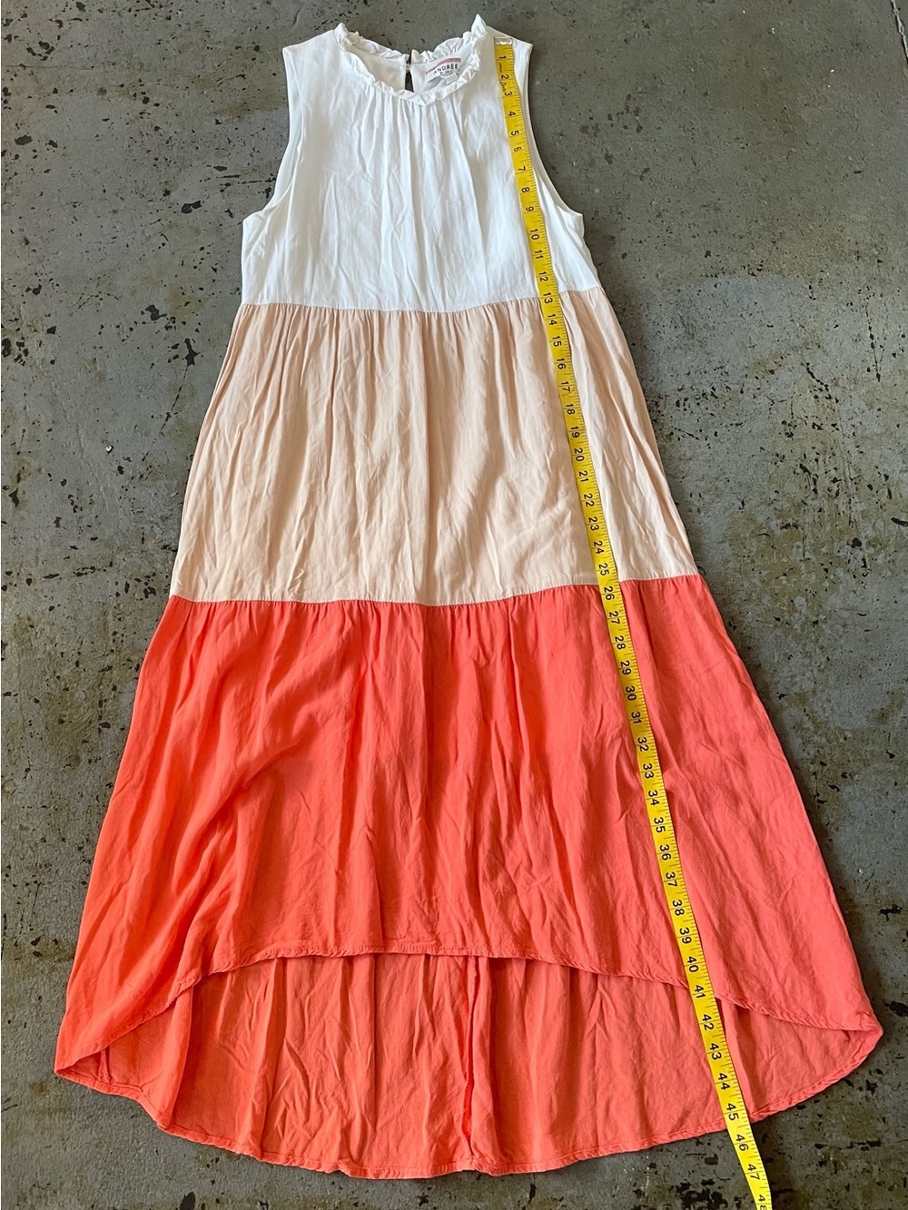 Andree by Unit Colorblock Sleeveless Midi Dress in White, Peach & Coral Size Sm - Picture 3 of 6